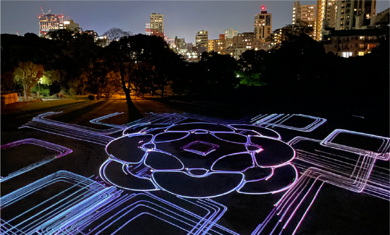 光のナイトウォークin福岡城・鴻臚館－竹花玄夜と舞－